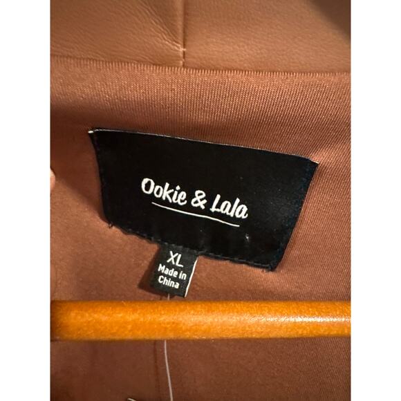 Ookie & Lala Drape Moto Faux Ponte Jacket in Luggage Color Size XL - Picture 2 of 9